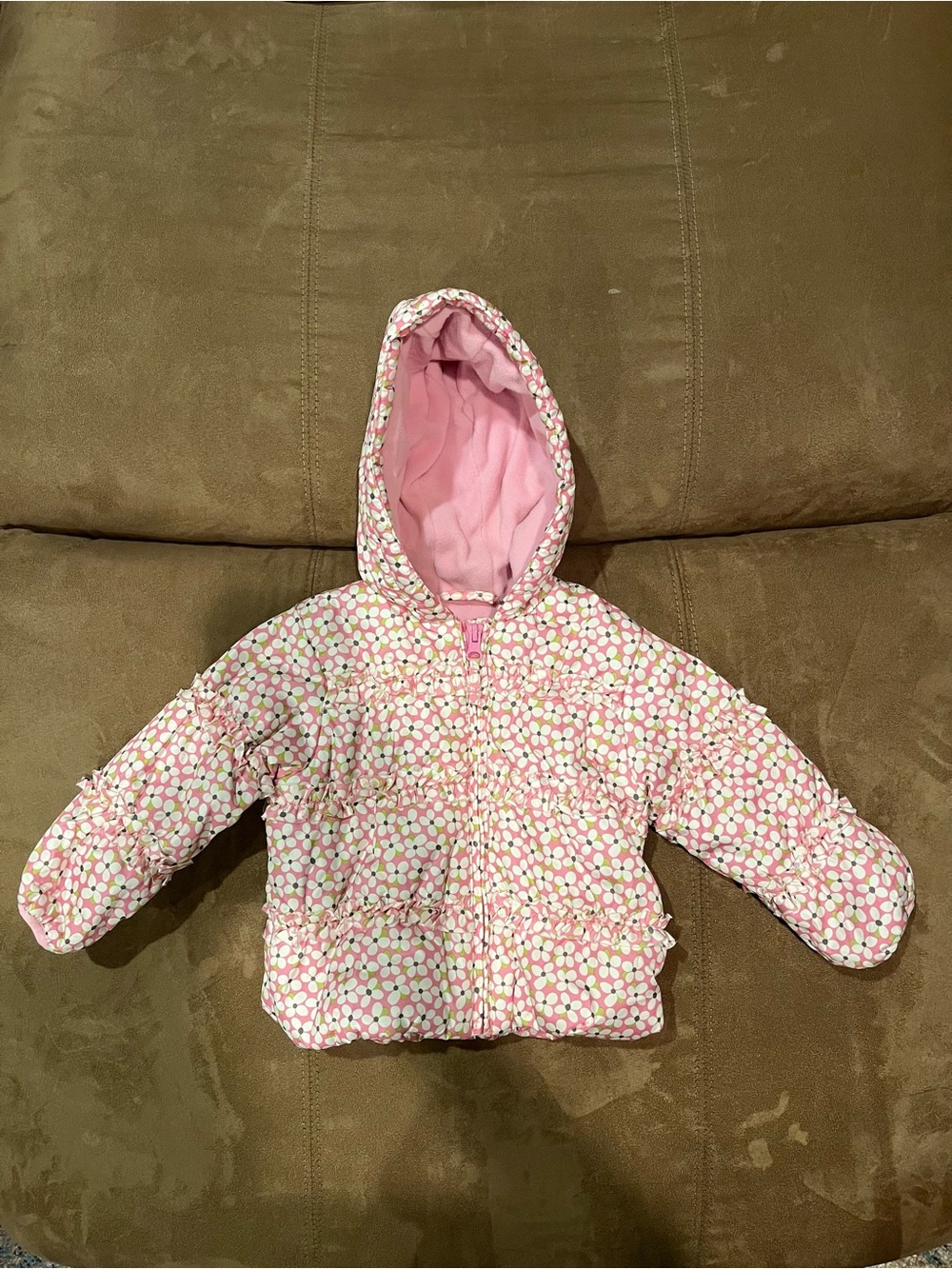 Weatherproof Girls Pink/White Floral Hooded Lined Full Zip Jacket